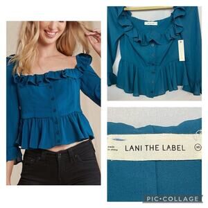 Lani the Label Rumi Ruffle Blouse Teal Size XS NWT